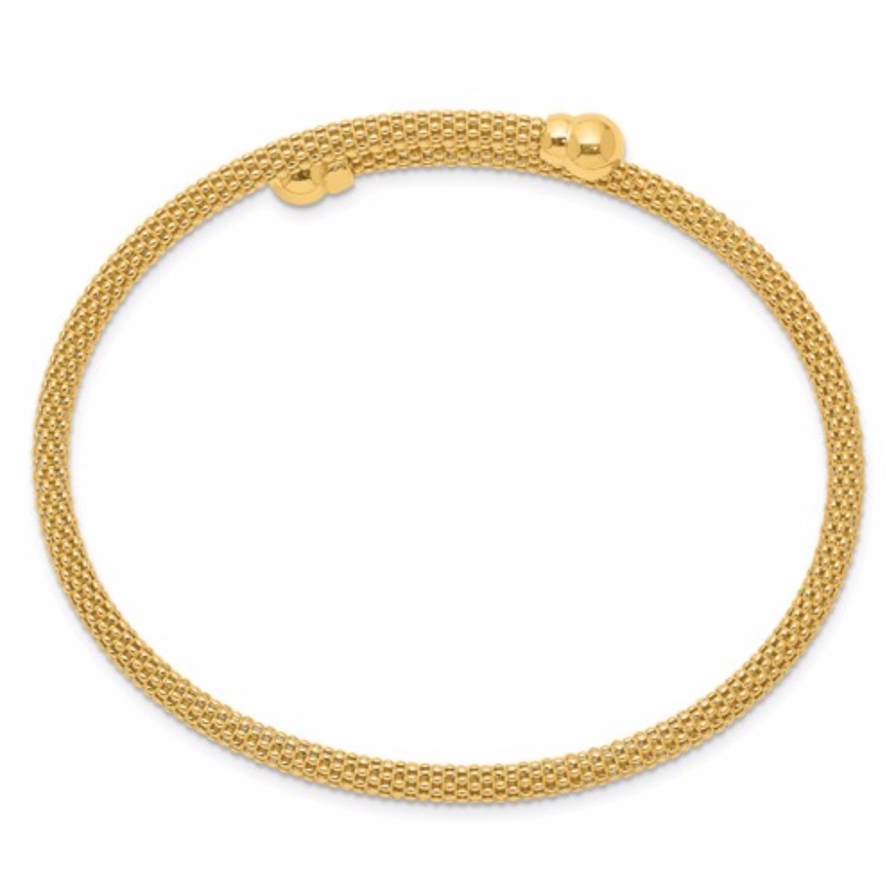 Sterling Silver Gold-Tone Textured Flexible Bangle - Picture 2 of 3
